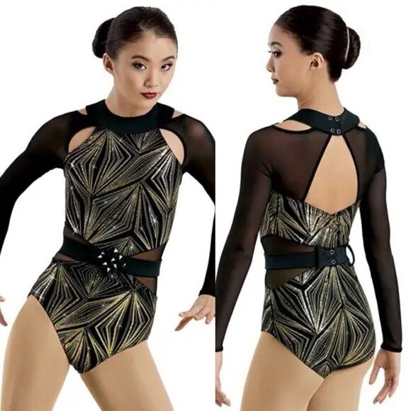 Weissman dance costume black gold geometric Change Is Everything 10905 IC 7/8 - Picture 1 of 11